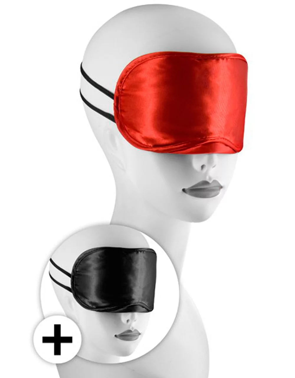Large masque satin lot de 2 rouge et noir