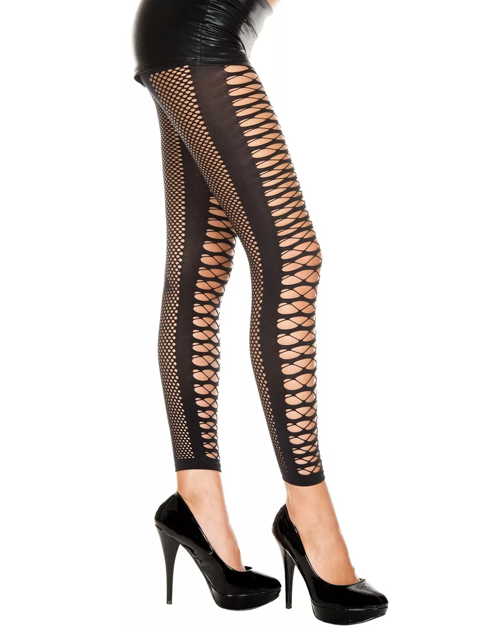 Leggings noir sexy lanières