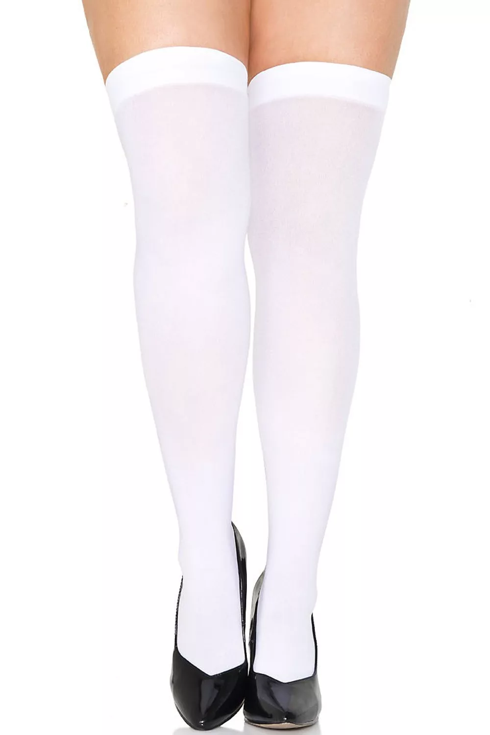 Bas grande taille blancs opaques fantaisie