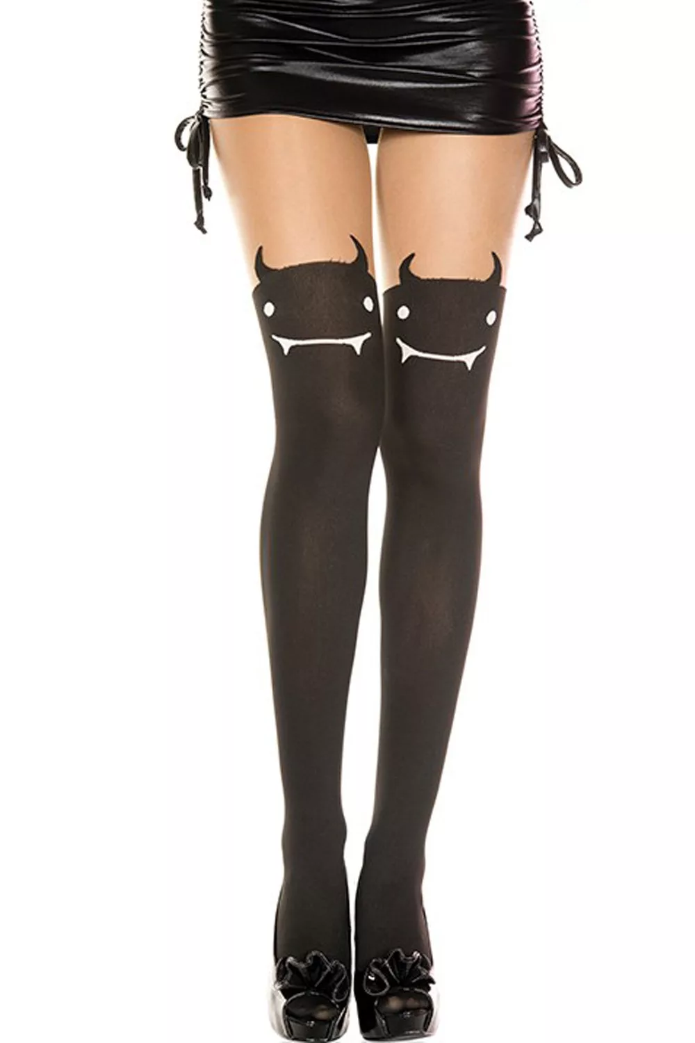 Collant semi opaque avec tête diable fantaisie