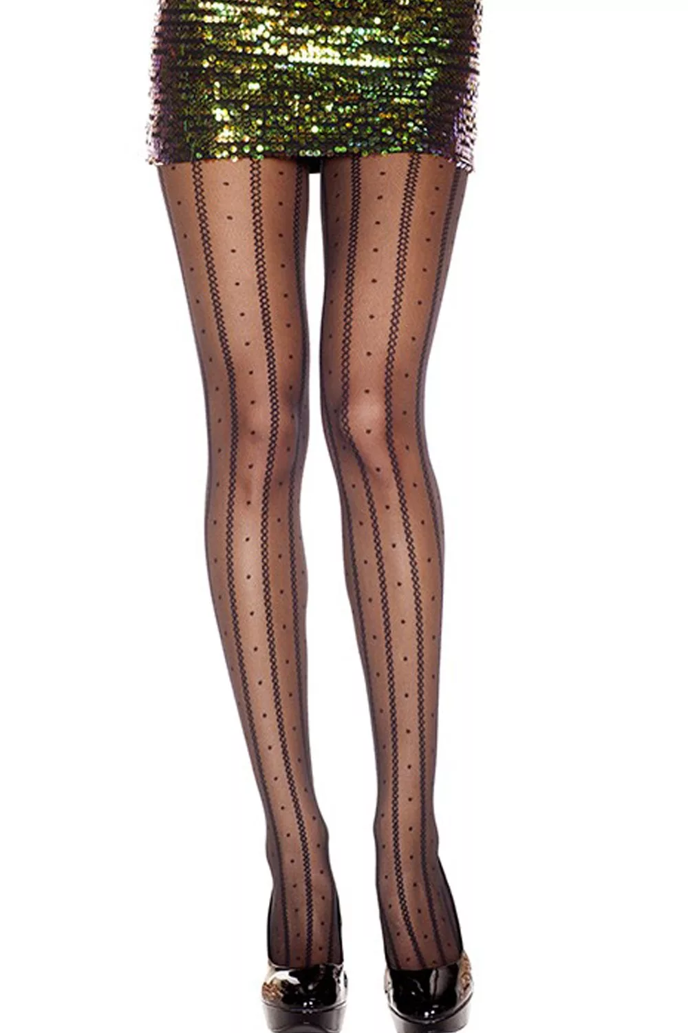 Collant fantaisie ligne maillons et pois