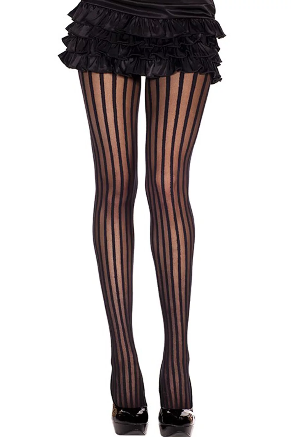 Collant fantaisie avec lignes opaques