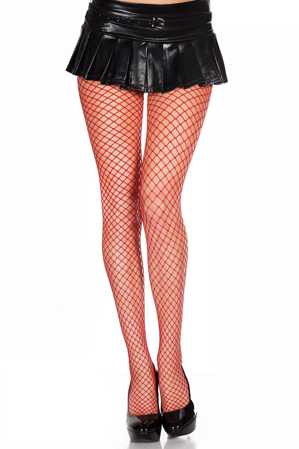 Collant large filet rouge