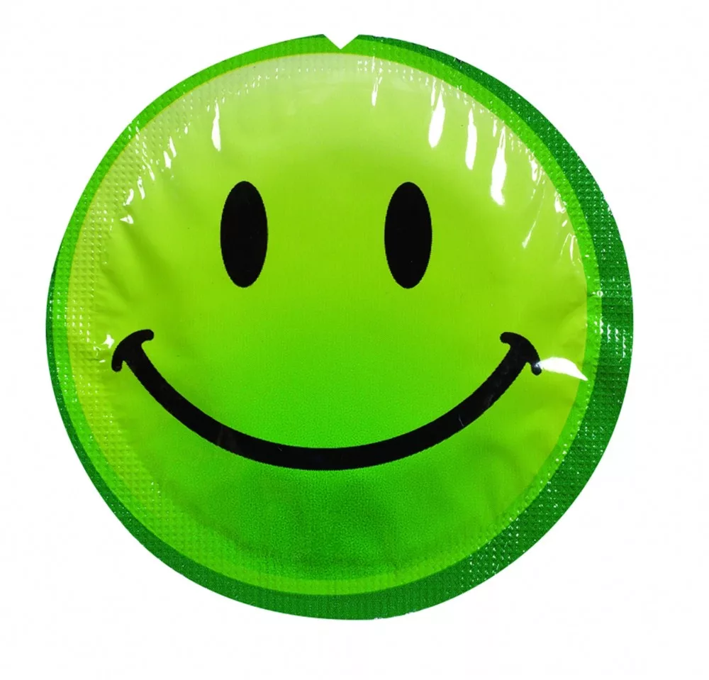 Préservatif lubrifié en latex smiley x 1 couleur aléatoire 54mm