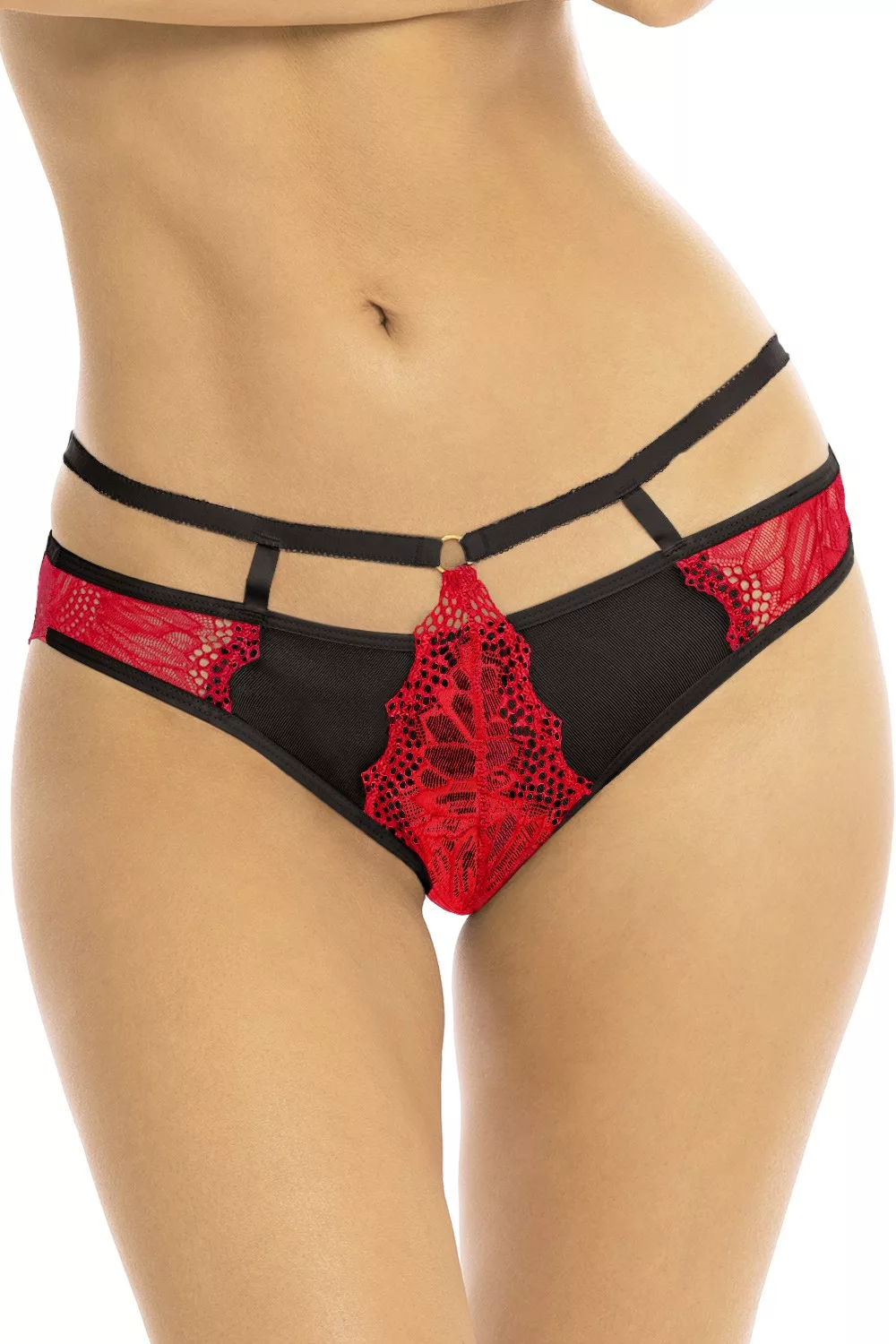 Culotte échancrée rouge et noir