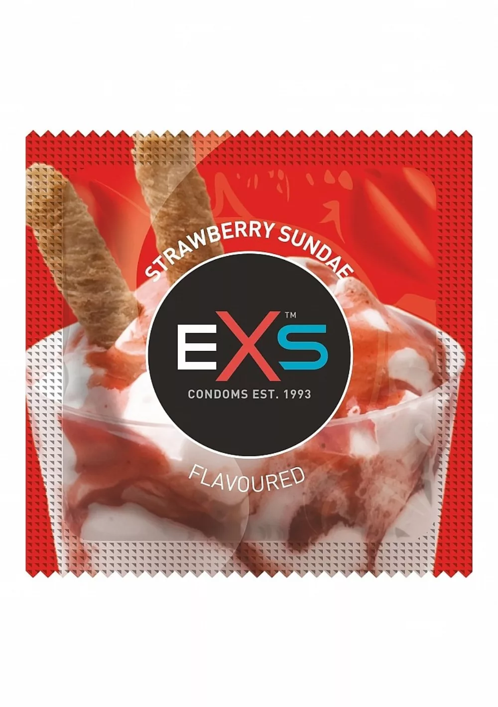 Préservatifs x2 lubrifiés en latex goût sunday fraise 54mm