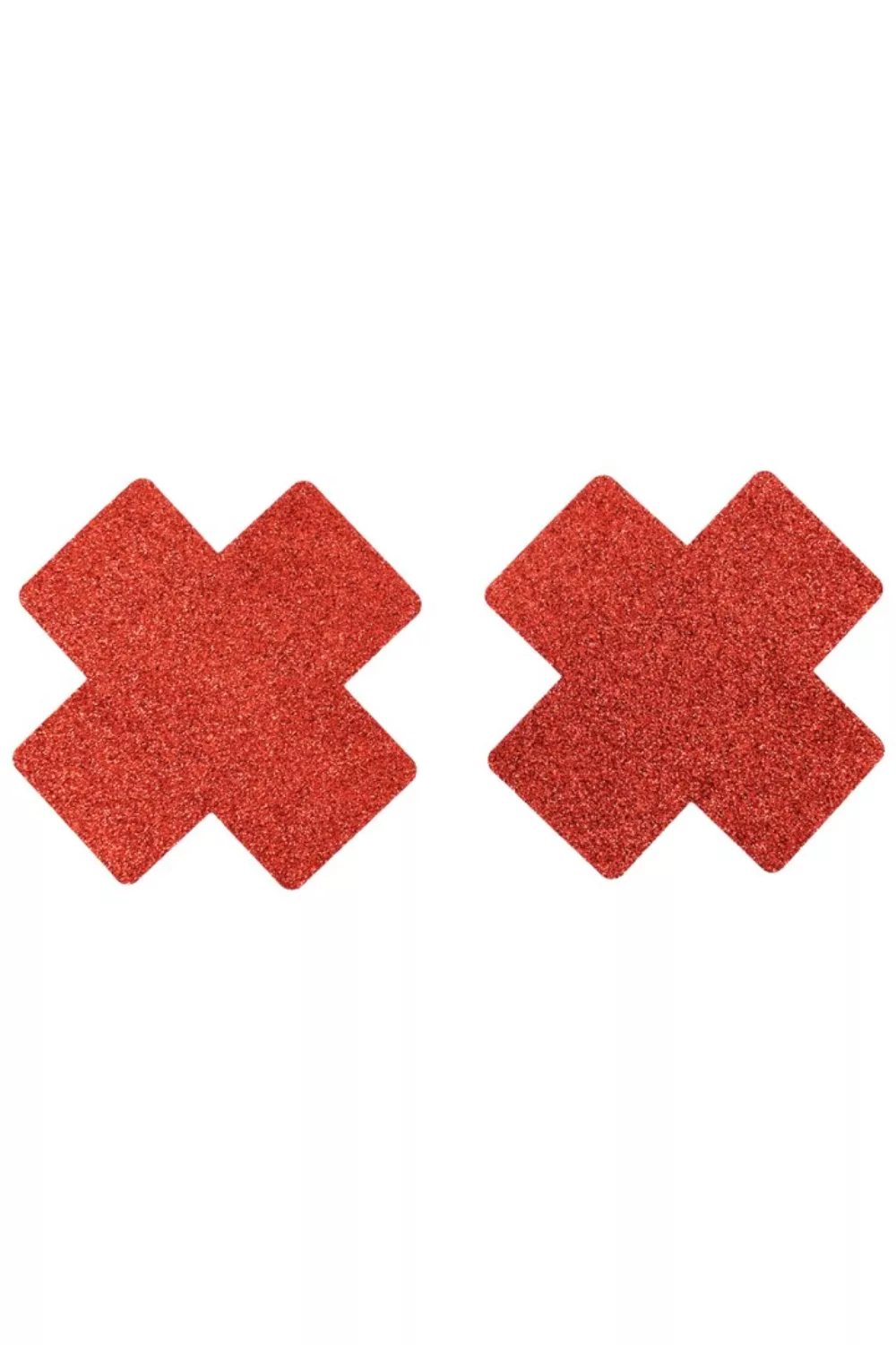 Paire de cache tétons adhésifs croix pailletée rouge