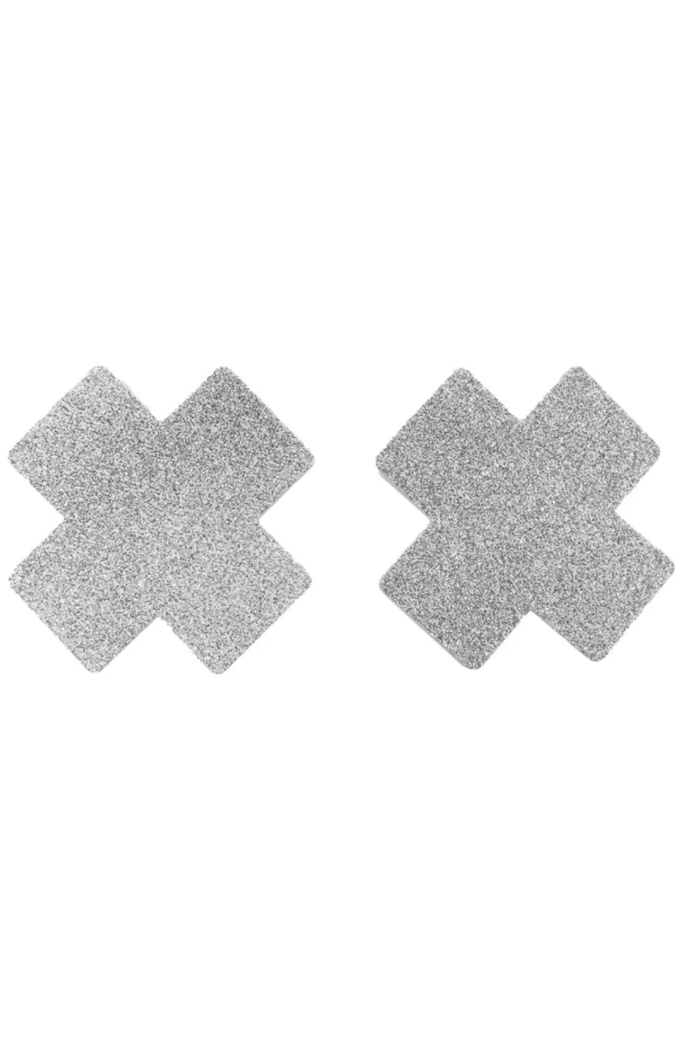 Paire de cache tétons adhésifs croix pailletée blanc