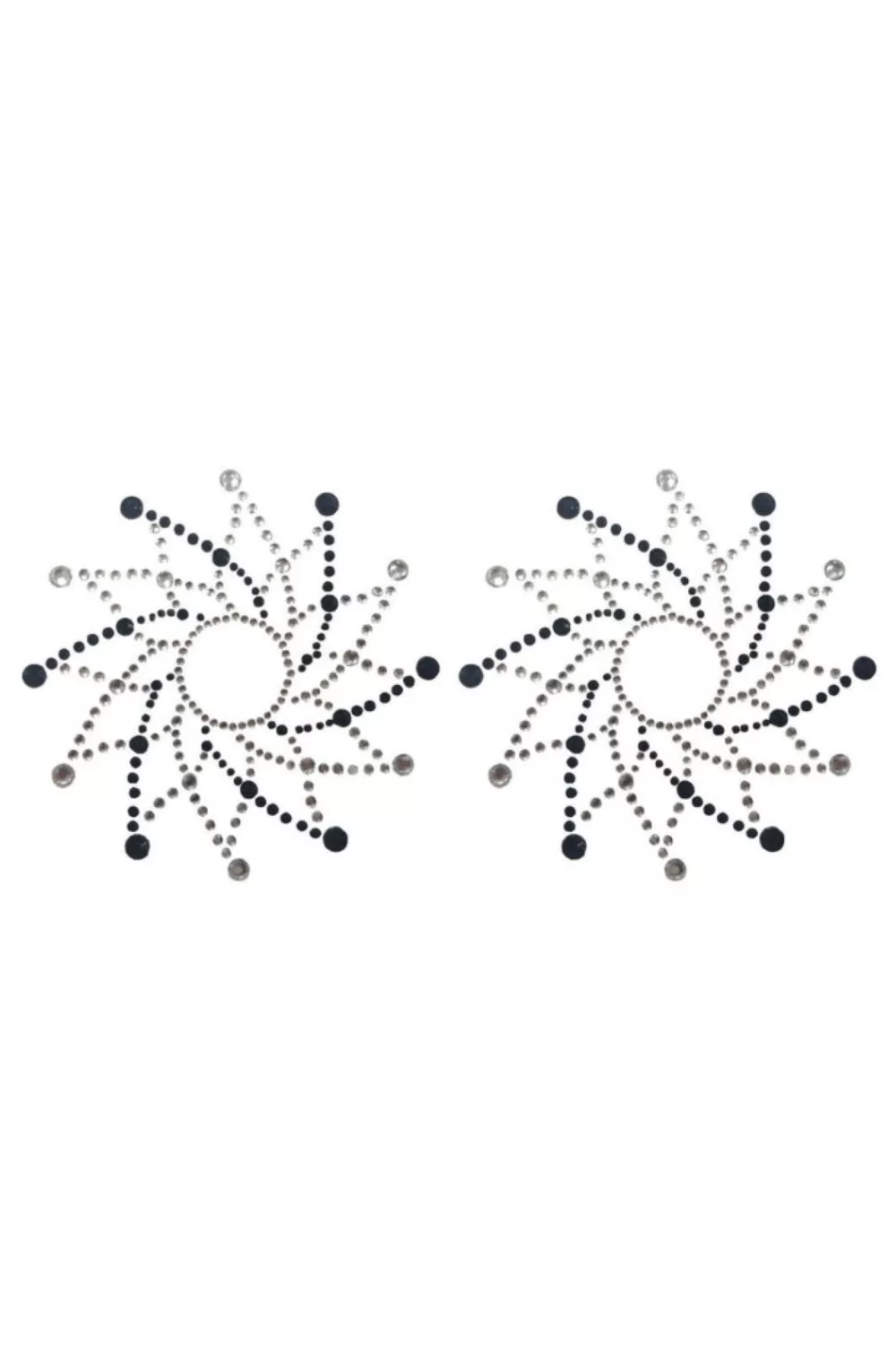 Paire de cache tétons adhésifs strass noir et blanc
