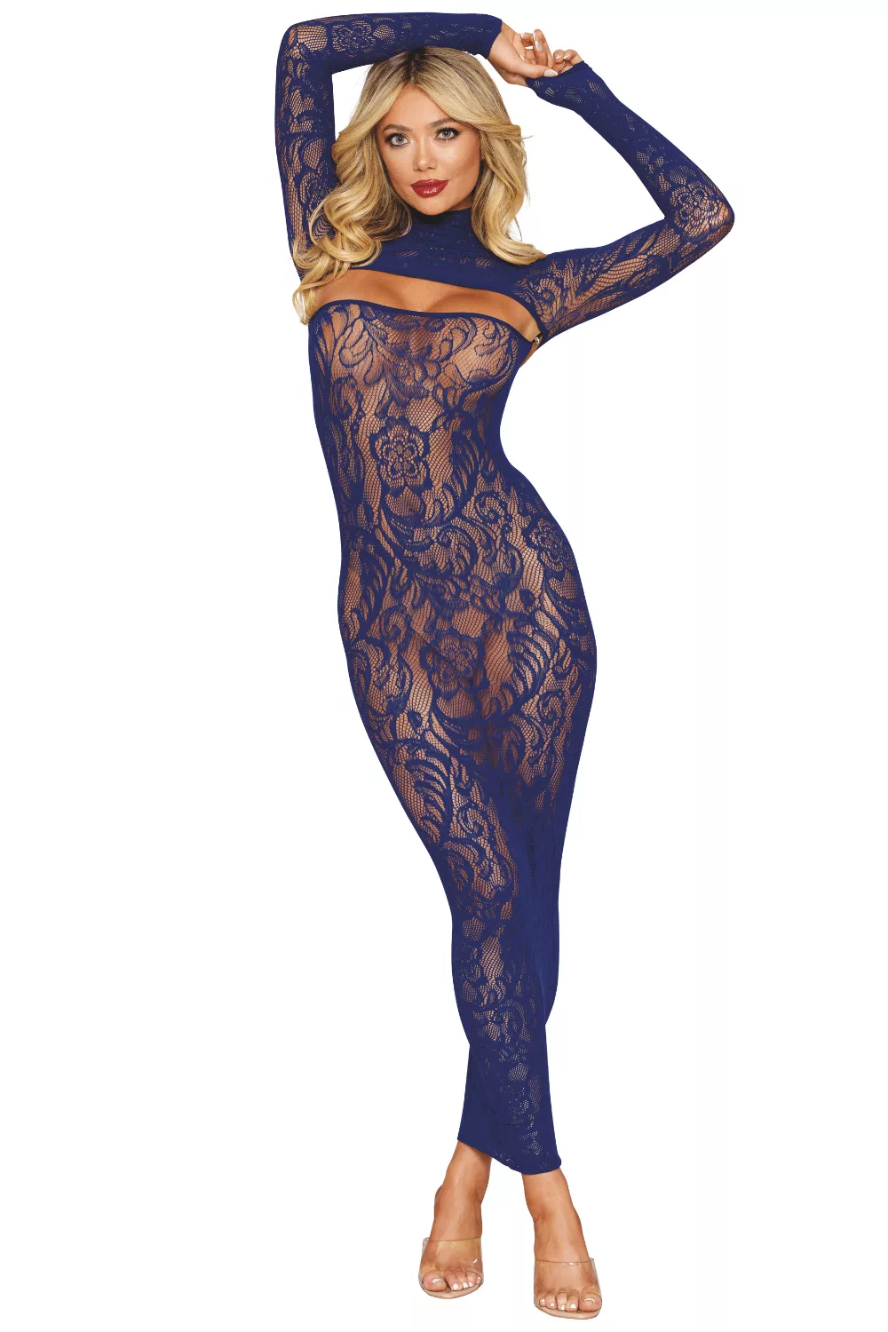 Ensemble 2 pièces top manches longues et robe bleu marine