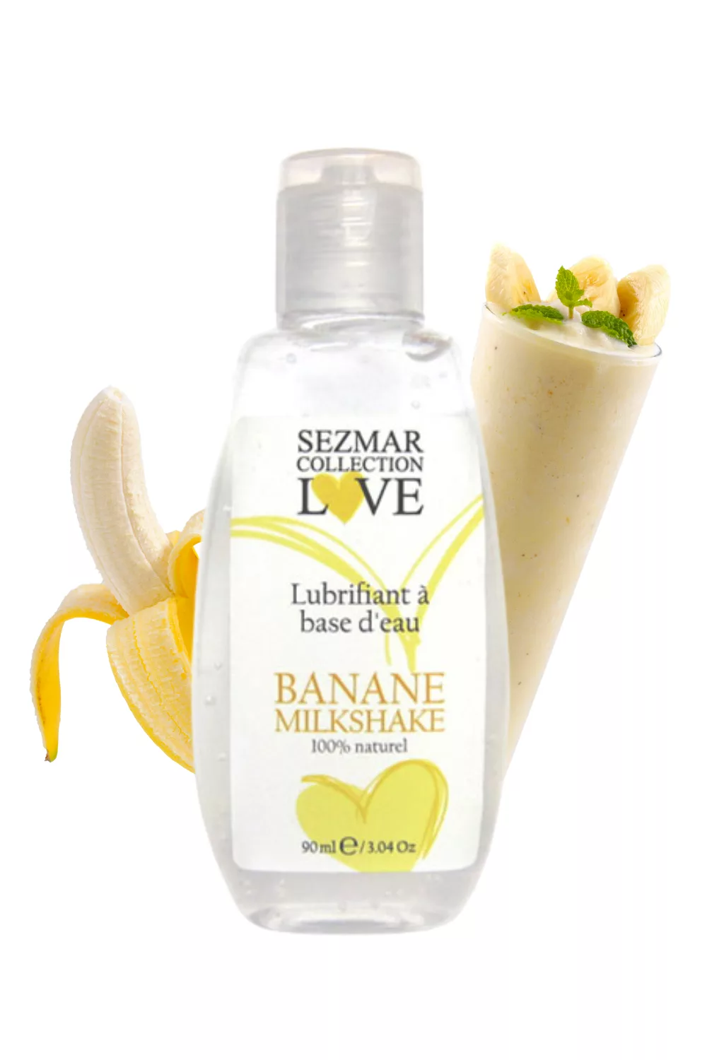 Lubrifiant à base d'eau 100% naturel Banane Milkshake 90 ml
