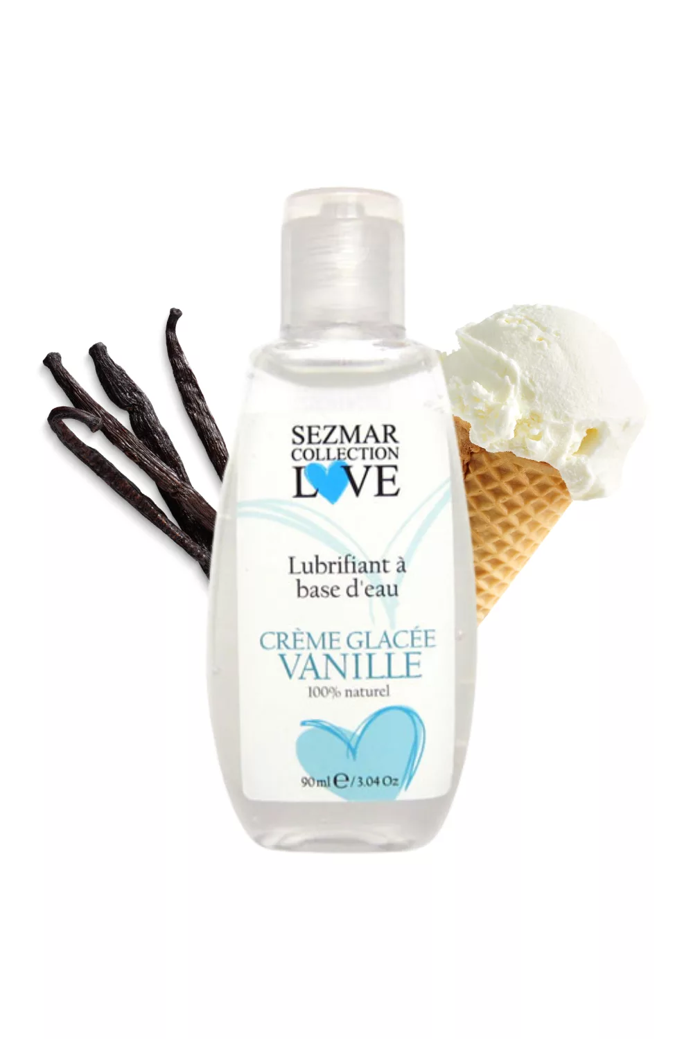 Lubrifiant à base d'eau 100% naturel Crème glacée vanille 90 ml