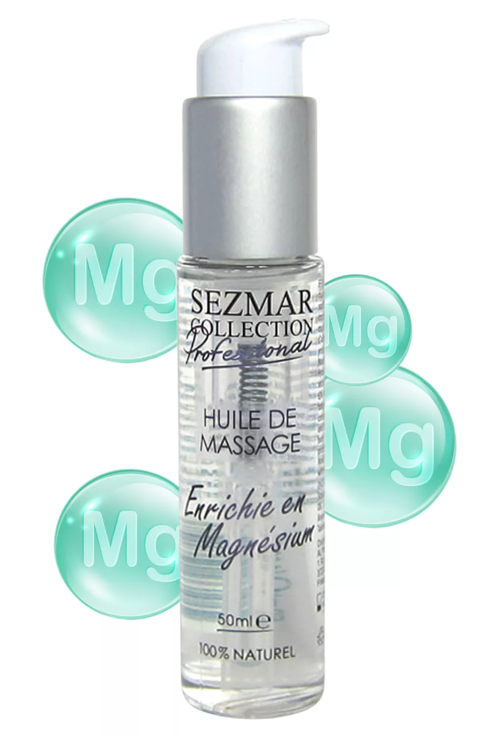 Huile de massage professionnelle Enrichie en Magnésium 100% naturelle 50 ml
