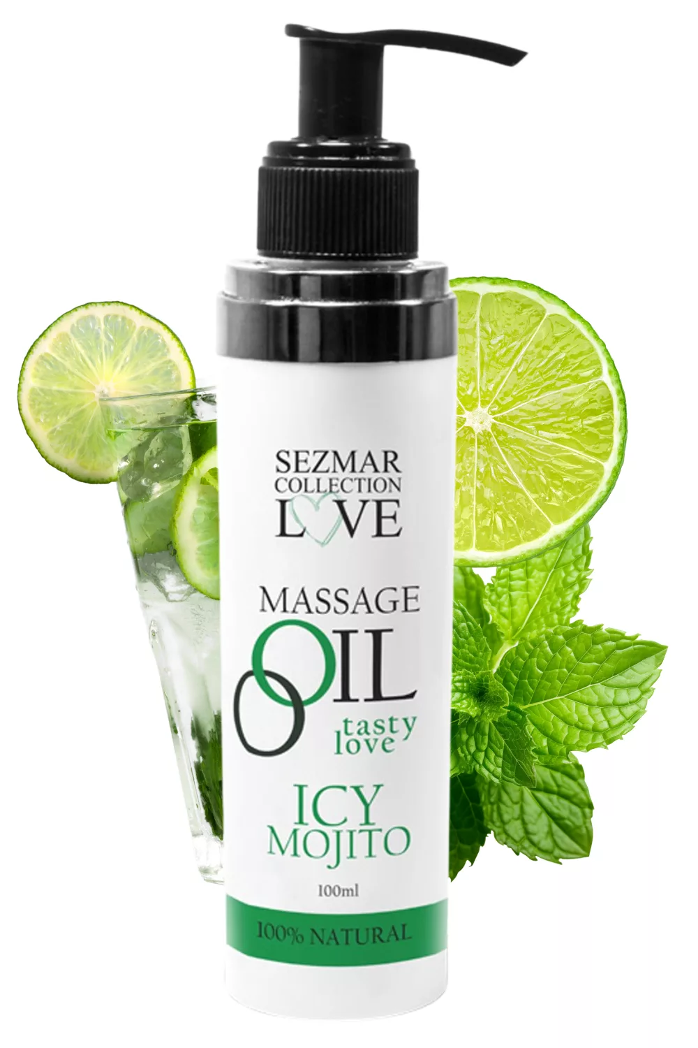 Huile de massage comestible mojito menthe 100ml 100% naturelle
