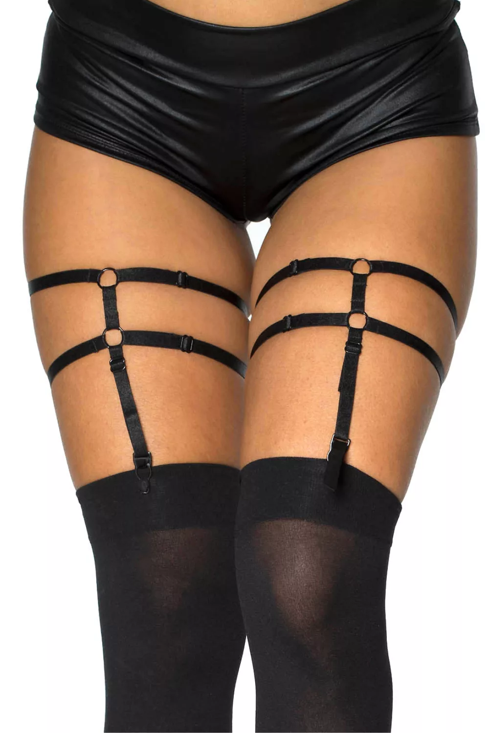 Porte-jarretelles noir brillant style harnais
