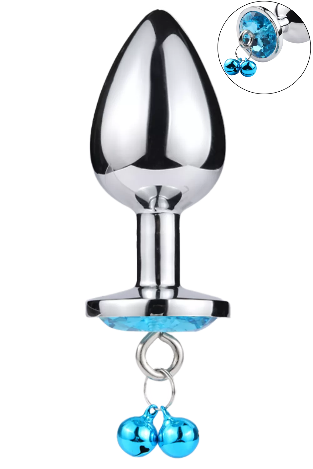 Plug bijou aluminium bleu avec clochettes Taille M JINGLE