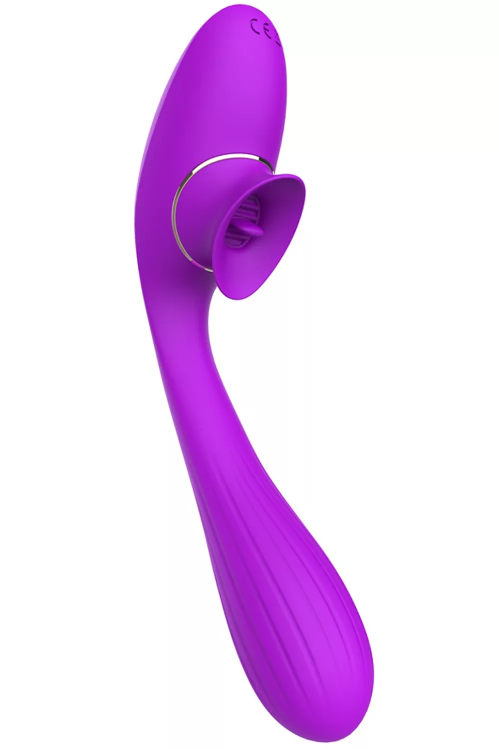Stimulateur Clitoridien avec langue & Vibromasseur Point G 2-en-1 DISA Violet Cœur Ardent