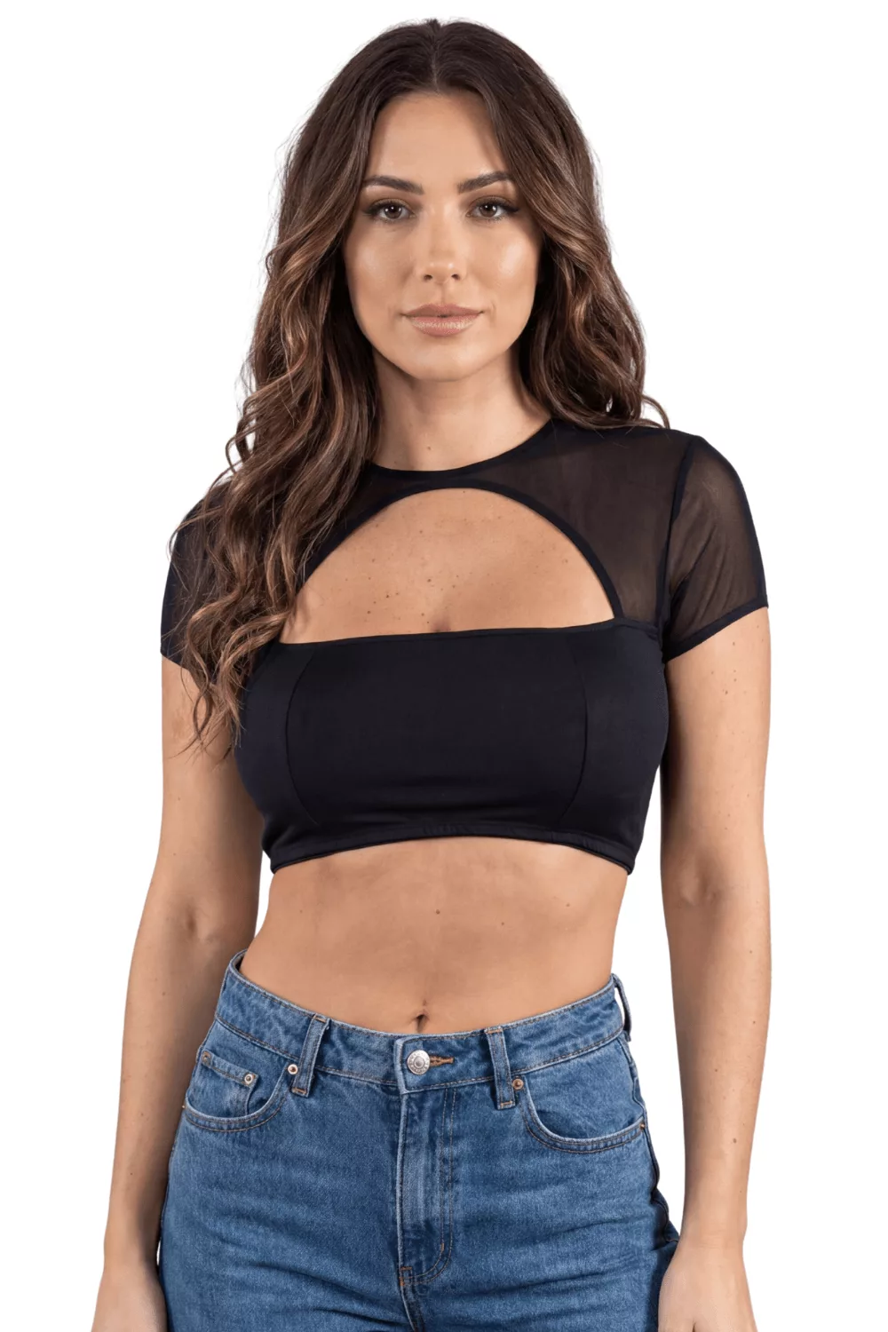 Top court noir échancré sur le devant