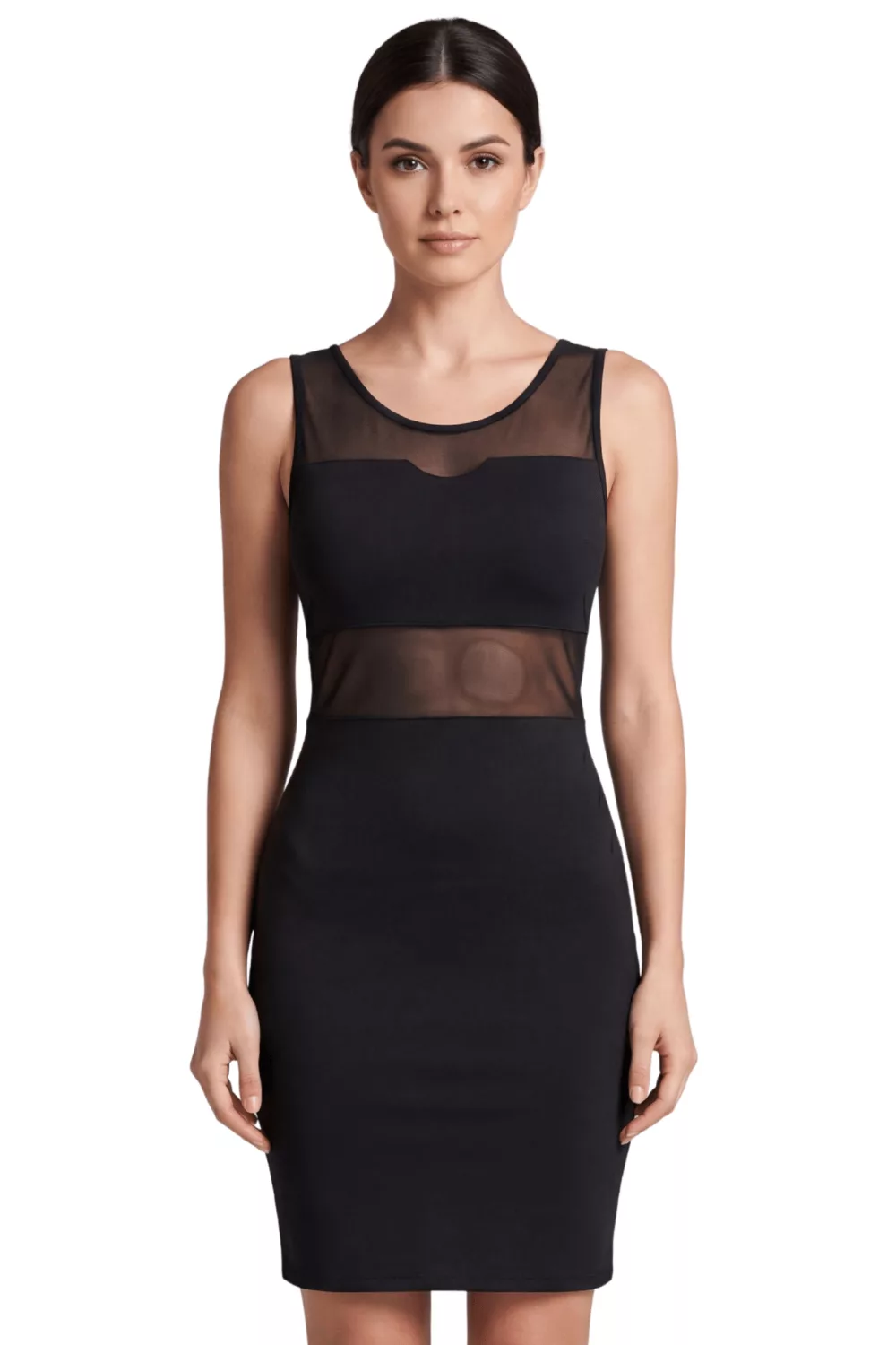 Robe sensuelle et habillée avec maille transparente noire