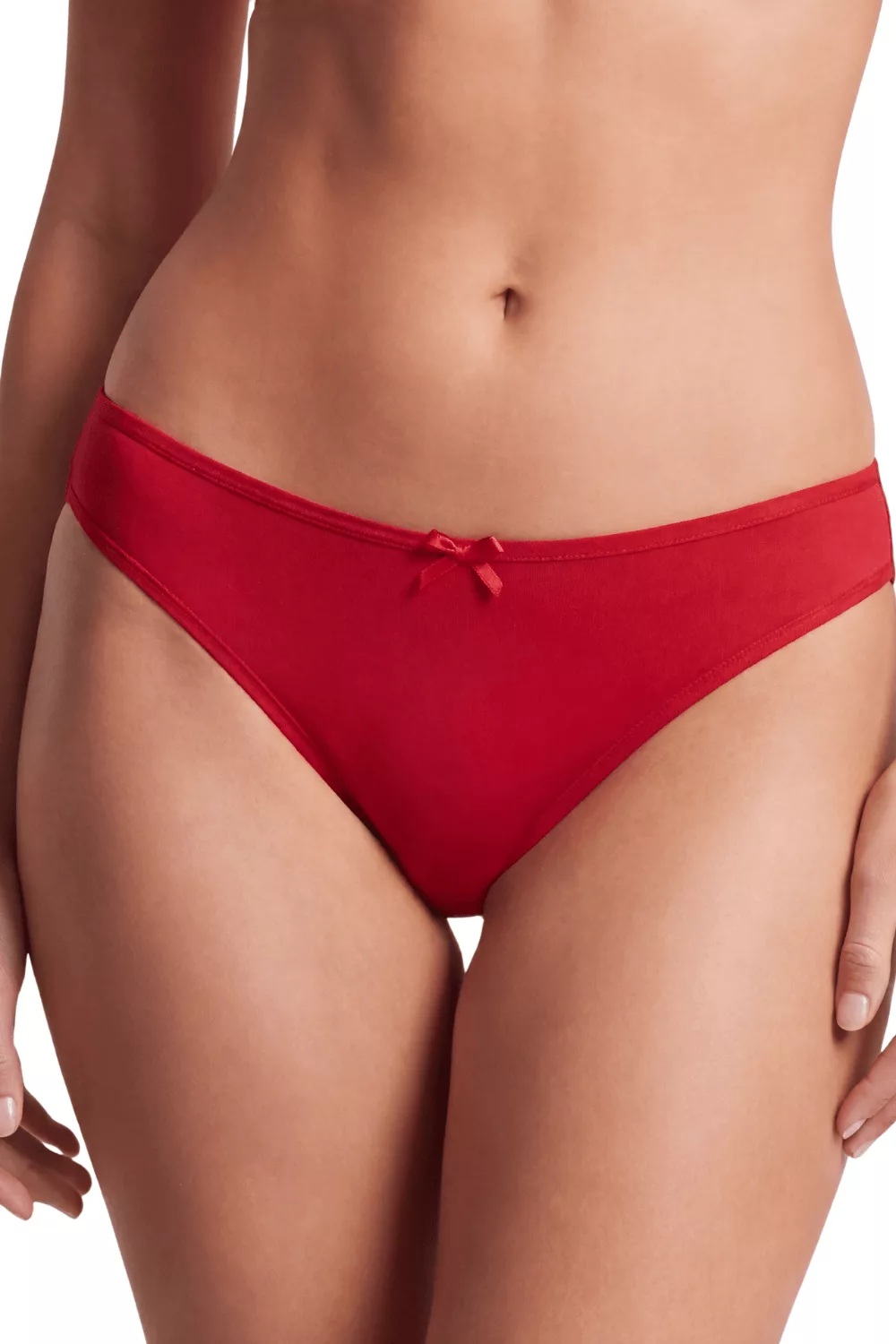 Culotte rouge en dentelle avec nœud en satin