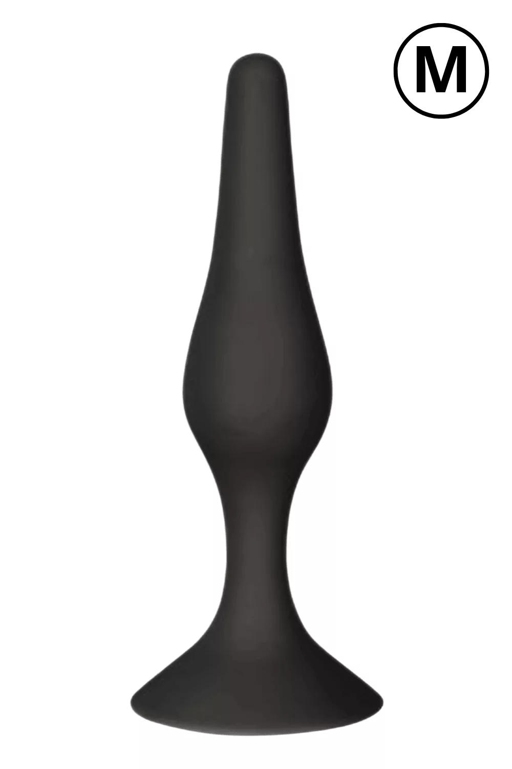 Plug Anal Noir en Silicone M avec Ventouse Taille M 11,3 cm Pocket Pleasure + 1 dosette de lubrifiant
