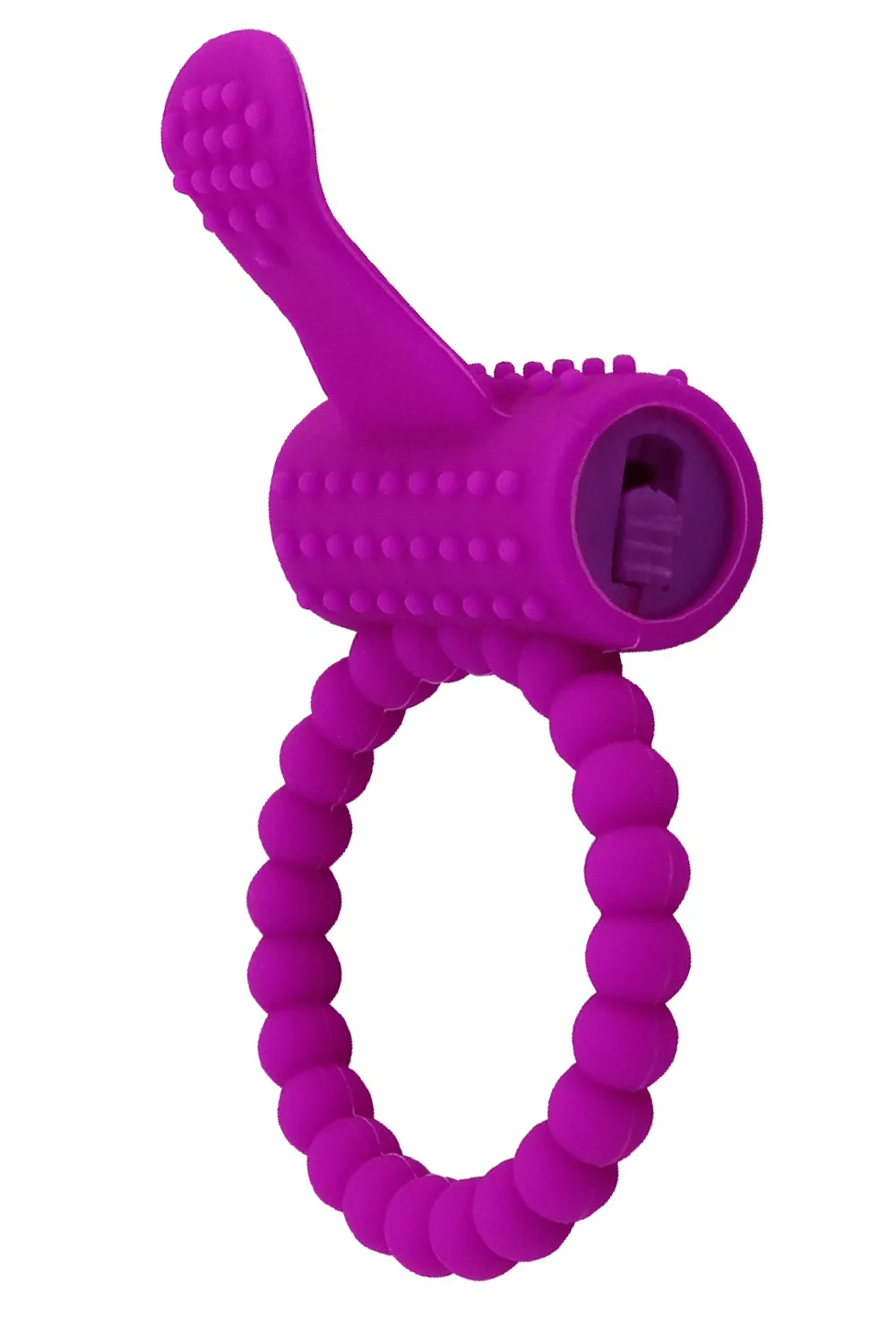 Anneau violet vibrant silicone avec langue picot Pocket Pleasure + 1 dosette de lubrifiant