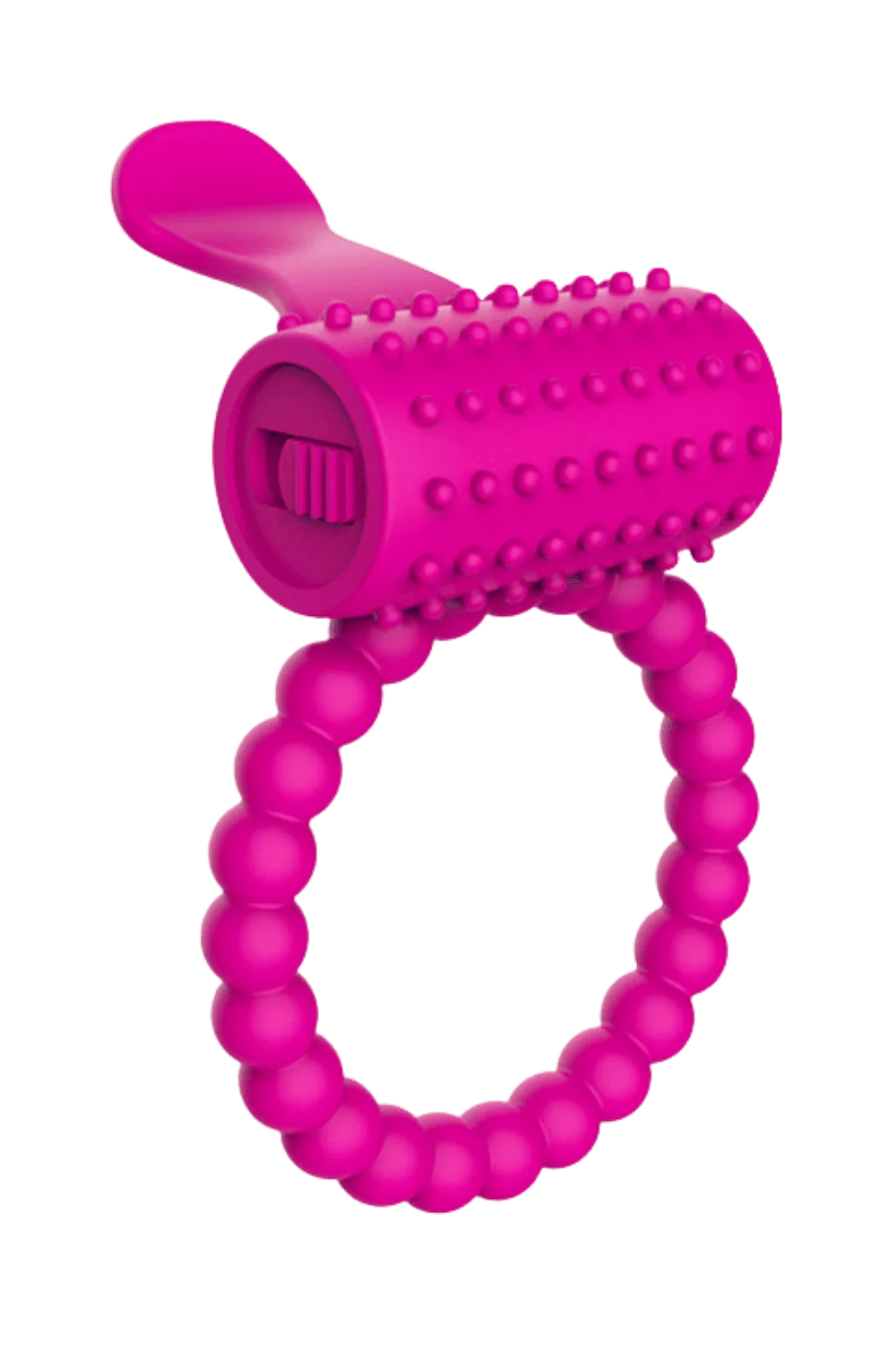 Anneau rose vibrant silicone avec langue picot Pocket Pleasure + 1 dosette de lubrifiant